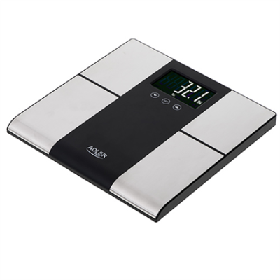 Adler | Bathroom scale with analyzer | AD 8165 | Maximum weight (capacity) 225 kg | Accuracy 100 g | Body Mass Index (BMI) measuring | Stainless steel / Black