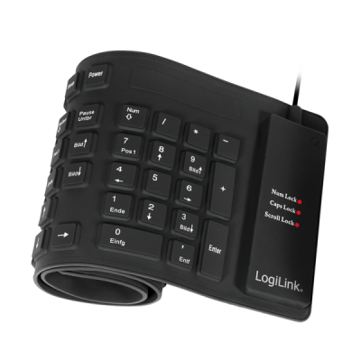 Logilink | Flexible waterproof Keyboard USB + PS / 2 | ID0019A | Flexible keyboard | Wired | DE | Black