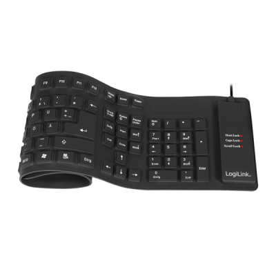 Logilink | Flexible waterproof Keyboard USB + PS / 2 | ID0019A | Flexible keyboard | Wired | DE | Black