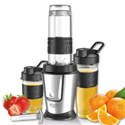Adler | Blender | AD 4081 | Tabletop | 800 W | Jar material BPA Free Plastic | Jar capacity 0.4 + 0.57 L | Ice crushing | Black / Stainless steel