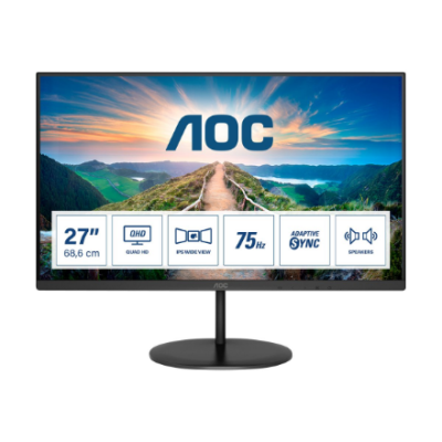 AOC | LCD Monitor | Q27V4EA | 27 " | IPS | QHD | 16:9 | 75 Hz | 4 ms | 2560 x 1440 | 250 cd / m² | Headphone out | HDMI ports quantity 1 | Warranty 36 month(s)