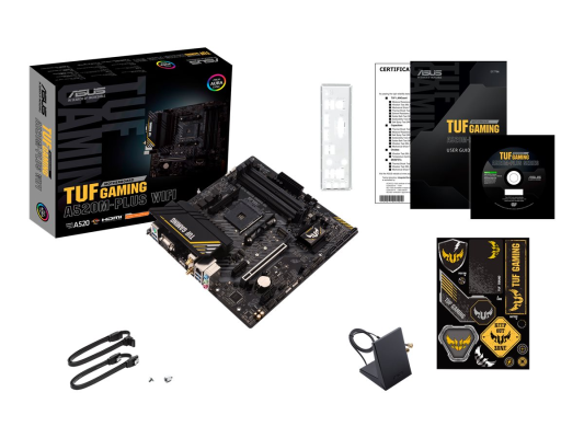 Asus | TUF GAMING A520M-PLUS | Processor family AMD | Processor socket AM4 | DDR4 | Memory slots 4 | Supported hard disk drive interfaces SATA, M.2 | Number of SATA connectors 4 | Chipset AMD A520 | Micro ATX