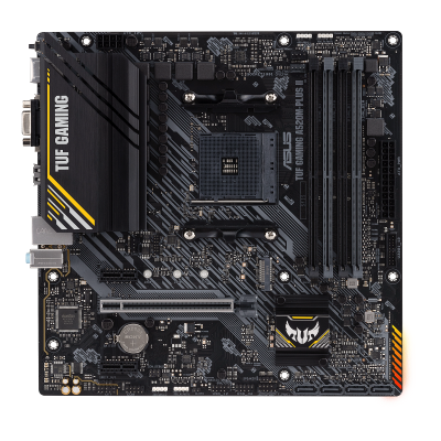 Asus | TUF GAMING A520M-PLUS II | Processor family AMD | Processor socket AM4 | DDR4 DIMM | Memory slots 4 | Supported hard disk drive interfaces SATA, M.2 | Number of SATA connectors 4 | Chipset AMD A520 | Micro ATX