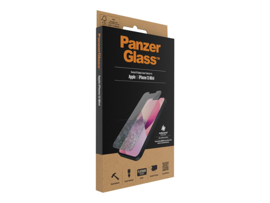 PanzerGlass | Clear Screen Protector | Apple | iPhone 13 Mini | Tempered glass | Antibacterial glass; Resistant to scratches and bacteria; Shock absorbing; Easy to install