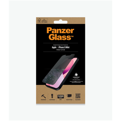 PanzerGlass | Apple | iPhone 13 Mini | Tempered glass | Black | Crystal clear; Resistant to scratches and bacteria; Shock absorbing; Easy to install | Privacy Screen Protector
