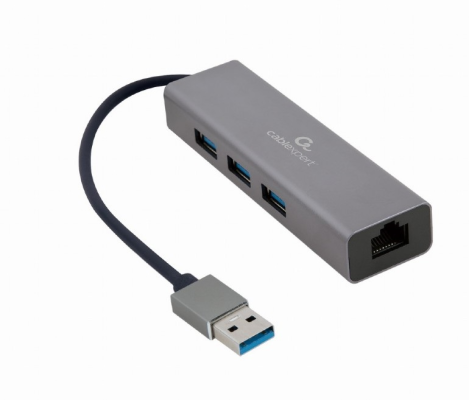 Cablexpert | USB AM Gigabit network adapter with 3-port USB 3.0 hub | A-AMU3-LAN-01