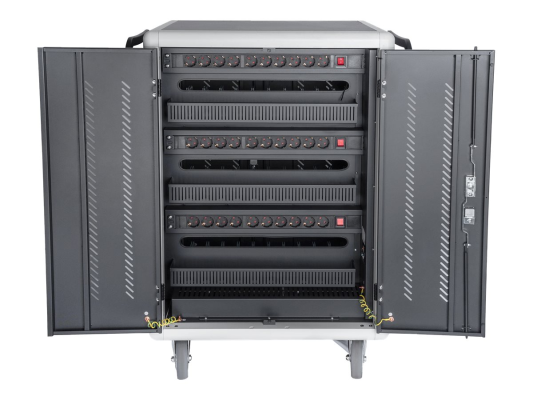 Digitus | Black | Charging Trolley 30 Notebooks / Tablets up to 15.6" | Pressure lock system with swiveling lever handle on the front and back door, lockable; Safety plug socket with switch on the side