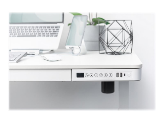 Electric Height Adjustable Desk | 72 - 121 cm | Maximum load weight 50 kg | Metal | White