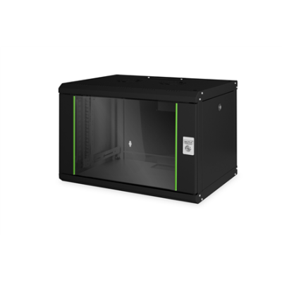 Digitus | Wall Mounting Cabinet | DN-19 07-U-SW | Black | IP protection class: IP20; Front door: Glass door, single opening; Cabinet type: Wall mounting cabinet; Equipment mounting depth min.-max.: 305-370 mm; Load capacity: 100 kg; Dimensions 420