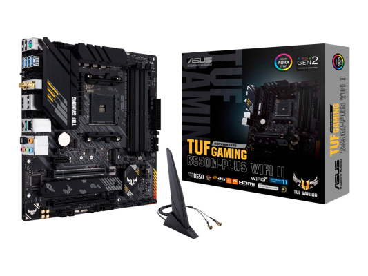 Asus | TUF GAMING B550M-PLUS WIFI II | Processor family AMD | Processor socket AM4 | DDR4 | Memory slots 4 | Chipset B550 | microATX