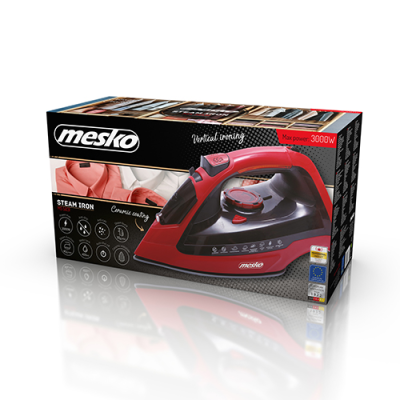 Mesko | Iron | MS 5031 | Steam Iron | 2400 W | Continuous steam 40 g / min | Steam boost performance 70 g / min | Red / Black