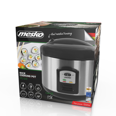 Mesko | Rice cooker | MS 6411 | 1000 W | 1.5 L | Black / Stainless steel