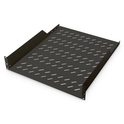 Digitus | Fixed Shelf for Racks | DN-19 TRAY-2-55-SW | Black | The shelves for fixed mounting can be installed easy on the two front 483 mm (19“) profile rails of your 483 mm (19“) network- or server cabinet. Due to their stable, perforated steel 