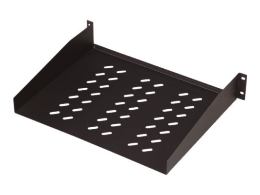 Digitus | Fixed Shelf for Racks | DN-19 TRAY-2-55-SW | Black | The shelves for fixed mounting can be installed easy on the two front 483 mm (19“) profile rails of your 483 mm (19“) network- or server cabinet. Due to their stable, perforated steel 
