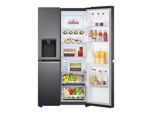 LG | Refrigerator | GSLV71MCLE | Energy efficiency class E | Free standing | Side by side | Height 179 cm | No Frost system | Fridge net capacity 416 L | Freezer net capacity 219 L | 36 dB | Matte Black