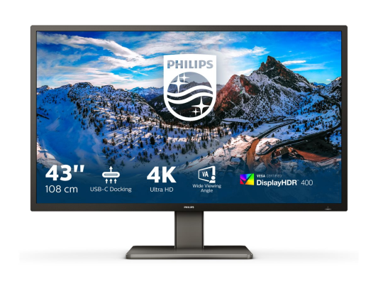 Philips | P Line | 439P1 / 00 | 43 " | VA | 4K UHD | 16:9 | 60 Hz | 4 ms | 3840 x 2160 | 400 cd / m² | Headphone output | HDMI ports quantity 3 | Warranty 36 month(s)
