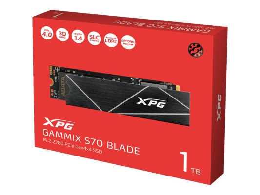 ADATA | XPG Gammix S70 BLADE | 1000 GB | SSD form factor M.2 2280 | Solid-state drive interface PCIe Gen4x4 | Read speed 7400 MB / s | Write speed 6400 MB / s