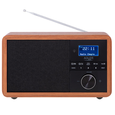 Adler | Radio DAB+ Bluetooth | AD 1184 | Alarm function | Black / Brown