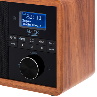 Adler | Radio DAB+ Bluetooth | AD 1184 | Alarm function | Black / Brown