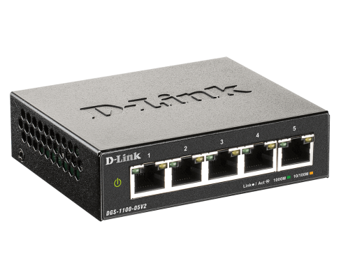 D-Link | Smart Managed Switch | DGS-1100-05V2 / E | Managed L2 | Rackmountable | Gigabit Ethernet (copper) ports quantity 5