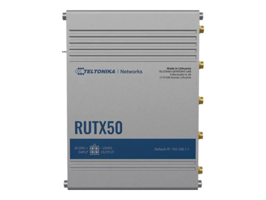 INDUSTRIAL 5G ROUTER | RUTX50 | 802.11ac | 867 Mbit / s | 10 / 100 / 1000 Mbps Mbit / s | Ethernet LAN (RJ-45) ports 5 | Mesh Support Yes | MU-MiMO Yes | 5G | Antenna type Internal