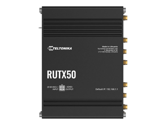 INDUSTRIAL 5G ROUTER | RUTX50 | 802.11ac | 867 Mbit / s | 10 / 100 / 1000 Mbps Mbit / s | Ethernet LAN (RJ-45) ports 5 | Mesh Support Yes | MU-MiMO Yes | 5G | Antenna type Internal