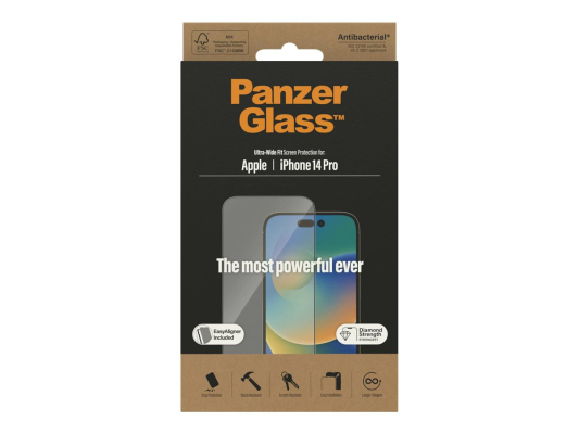 PanzerGlass | Screen protector | Apple | iPhone 14 Pro | Glass | Clear | Ultra-Wide Fit; Easy installation; Fingerprint resistant