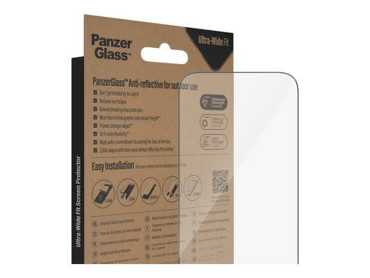 PanzerGlass | Screen protector | Apple | iPhone 14 Pro | Glass | Clear | Ultra-Wide Fit; Easy installation; Privacy Filter; Fingerprint resistant | Anti-Reflective