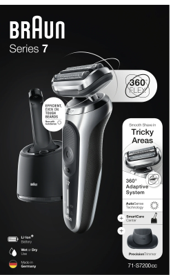 Braun | Shaver | 71-S7200cc | Operating time (max) 50 min | Wet & Dry | Silver / Black