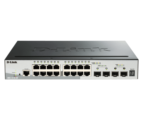 D-Link | Stackable Smart Managed Switch with 10G Uplinks | DGS-1510-20 / E | Managed L2 | Desktop / Rackmountable | Gigabit Ethernet (copper) ports quantity 16