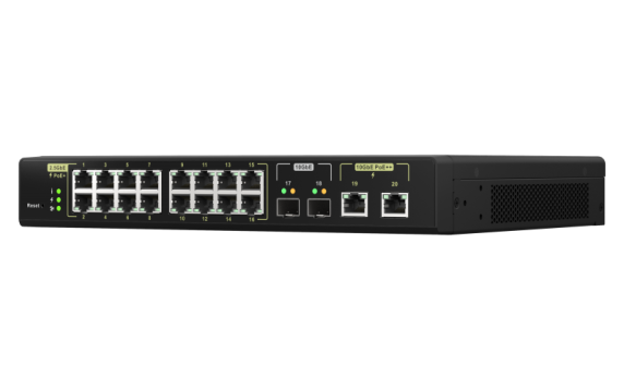 QNAP | 16 ports 2.5GbE RJ45 with PoE 802.3at (30W), 2 ports 10GbE SFP+, 2 ports 10GbE RJ45 with PoE 802.3bt (90W) | QSW-M2116P-2T2S | Web managed | Rackmountable | Power supply type Internal
