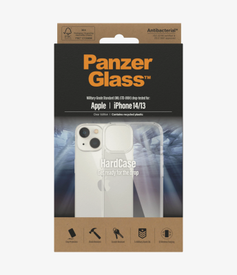 PanzerGlass | HardCase | Apple | iPhone 14 / 13 | Clear | Wireless charging compatible; 100% recycled frame material