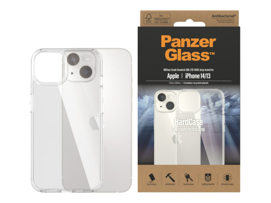 PanzerGlass | HardCase | Apple | iPhone 14 / 13 | Clear | Wireless charging compatible; 100% recycled frame material