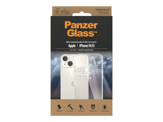 PanzerGlass | HardCase | Apple | iPhone 14 / 13 | Clear | Wireless charging compatible; 100% recycled frame material