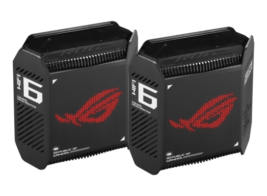 Wifi 6 802.11ax Tri-band Gigabit Gaming Mesh System | GT6 ROG Rapture (2-Pack) | 802.11ax | 574+4804+4804 Mbit / s | 10 / 100 / 1000 Mbit / s | Ethernet LAN (RJ-45) ports 3 | Mesh Support Yes | MU-MiMO Yes | No mobile broadband | Antenna