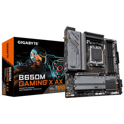 Gigabyte | B650M GAMING X AX 1.1 M / B | Processor family AMD | Processor socket AM5 | DDR5 DIMM | Memory slots 4 | Supported hard disk drive interfaces SATA, M.2 | Number of SATA connectors 4 | Chipset B650 | Micro ATX