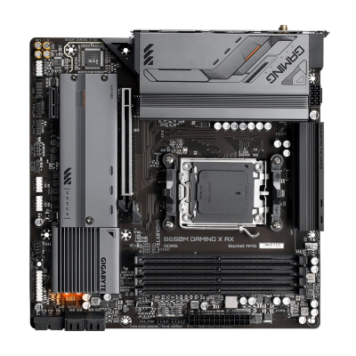 Gigabyte | B650M GAMING X AX 1.1 M / B | Processor family AMD | Processor socket AM5 | DDR5 DIMM | Memory slots 4 | Supported hard disk drive interfaces SATA, M.2 | Number of SATA connectors 4 | Chipset B650 | Micro ATX