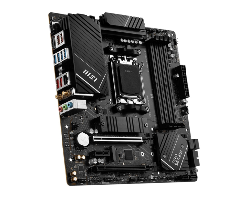 MSI | PRO B650M-A WIFI | Processor family AMD | Processor socket AM5 | DDR5 DIMM | Memory slots 4 | Supported hard disk drive interfaces SATA, M.2 | Number of SATA connectors 4 | Chipset AMD B650 | mATX