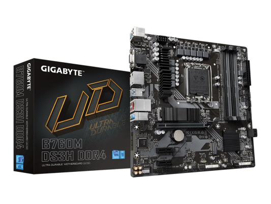 Gigabyte | B760M DS3H DDR4 1.0 M / B | Processor family Intel | Processor socket LGA1700 | DDR4 DIMM | Memory slots 4 | Supported hard disk drive interfaces SATA, M.2 | Number of SATA connectors 4 | Chipset Intel B760 Express | Micro AT