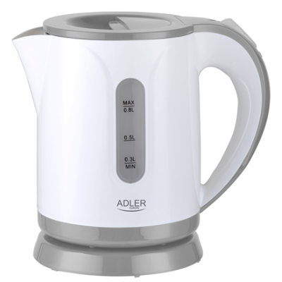 Adler | Kettle | AD 1371g | Electric | 850 W | 0.8 L | Stainless steel / Polypropylene | 360° rotational base | White / Grey