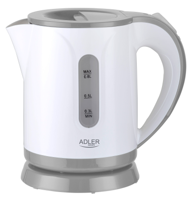 Adler | Kettle | AD 1371g | Electric | 850 W | 0.8 L | Stainless steel / Polypropylene | 360° rotational base | White / Grey