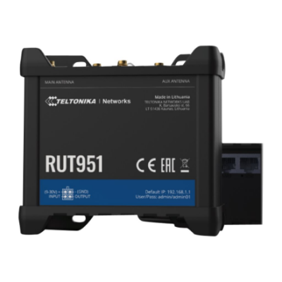 Industrial Cellular router | RUT951 | 802.11n | 10 / 100 Mbit / s | Ethernet LAN (RJ-45) ports 4 | Mesh Support No | MU-MiMO No | 2G / 3G / 4G | Antenna type 2 x SMA for LTE, 2 x RP-SMA | 0