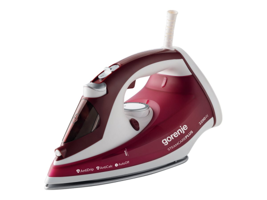 Gorenje | Steam Iron | SIH2200RBC | Steam Iron | 2200 W | Water tank capacity 280 ml | Continuous steam 30 g / min | Red / White