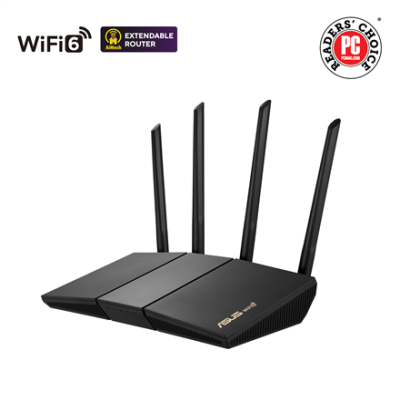 Wireless AX3000 Dual Band WiFi 6 | RT-AX57 | 802.11ax | 2402+574 Mbit / s | 10 / 100 / 1000 Mbit / s | Ethernet LAN (RJ-45) ports 4 | Mesh Support Yes | MU-MiMO Yes | No mobile broadband | Antenna type External