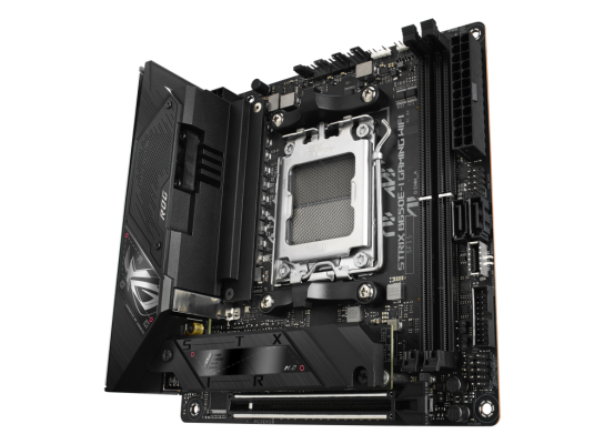Asus | ROG STRIX B650E-I GAMING WIFI | Processor family AMD | Processor socket AM5 | DDR5 DIMM | Memory slots 2 | Supported hard disk drive interfaces SATA, M.2 | Number of SATA connectors 2 | Chipset AMD B650 | Mini-ITX