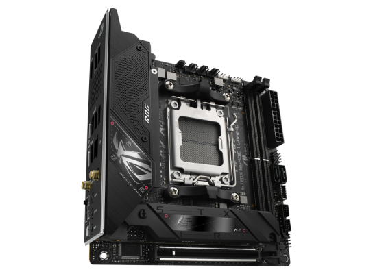Asus | ROG STRIX B650E-I GAMING WIFI | Processor family AMD | Processor socket AM5 | DDR5 DIMM | Memory slots 2 | Supported hard disk drive interfaces SATA, M.2 | Number of SATA connectors 2 | Chipset AMD B650 | Mini-ITX