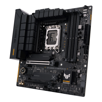 Asus | TUF GAMING B760M-PLUS D4 | Processor family Intel | Processor socket LGA1700 | DDR4 DIMM | Memory slots 4 | Supported hard disk drive interfaces SATA, M.2 | Number of SATA connectors 4 | Chipset Intel B760 | mATX