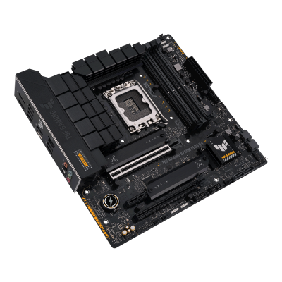 Asus | TUF GAMING B760M-PLUS D4 | Processor family Intel | Processor socket LGA1700 | DDR4 DIMM | Memory slots 4 | Supported hard disk drive interfaces SATA, M.2 | Number of SATA connectors 4 | Chipset Intel B760 | mATX