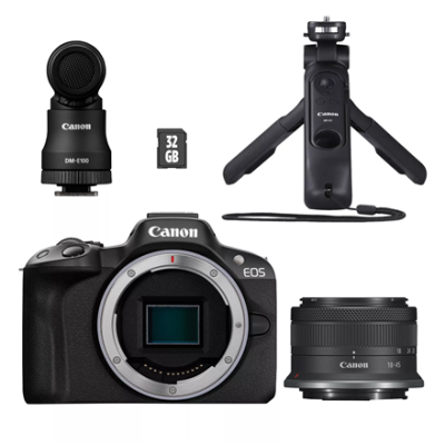Canon | EOS R50 + RF-S 18-45mm CREATOR KIT (SIP) | Megapixel 24.2 MP | Image stabilizer | ISO sensitivity (max) 32000 | Display diagonal 2.95 " | Wi-Fi | Video recording | Automatic, manual | CMOS | Black
