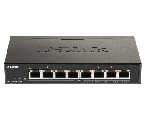 D-Link | 8-Port Gigabit PoE Smart Managed Switch | DGS-1100-08PV2 | Web managed | Desktop | Power supply type External